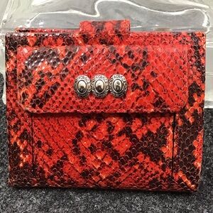 Brighton Red and black Snakeskin flap wallet